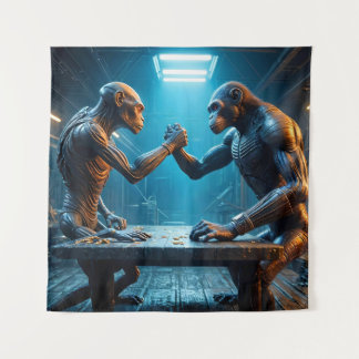 Tenture Lutte contre les bras Aliens et singes