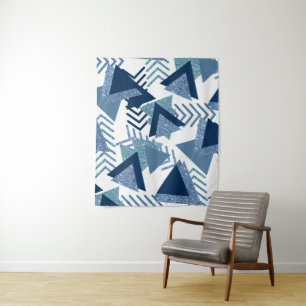 Tenture Luxe Abstrait des Années 80   Formes Turquoise et 