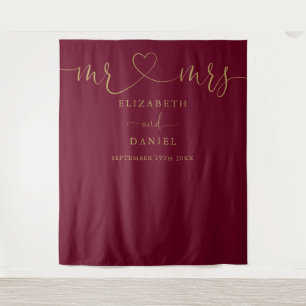 Tenture M. Et Mme Burgundy Et Mariage De Script Gold