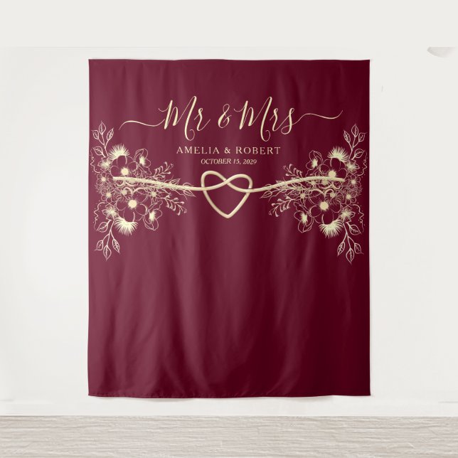 Tenture M. et Mme Mariage Photo Booth Arrière-plan (Devant)