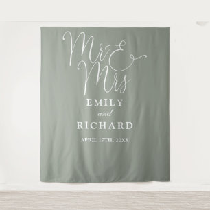 Tenture M. Et Mme Sage Green Photo Mariage Contexte