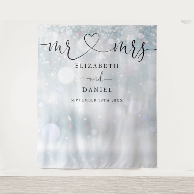 Tenture M. Mme Heart Script Mariage hivernal Contexte phot (Devant)