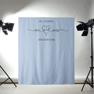 Tenture M. mrs photo coeur bleu poussiéreux mariage