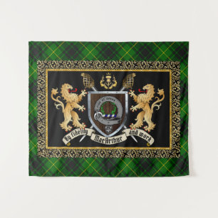 Tenture MacArthur Clan Badge & Motto avec Lions