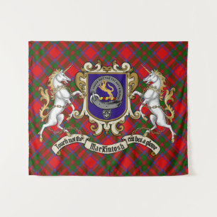 Tenture MacKintosh Clan Badge & Unicorns avec Tartan