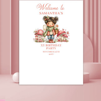 Tenture Magical Pink Fairy 8th Birthday Banner