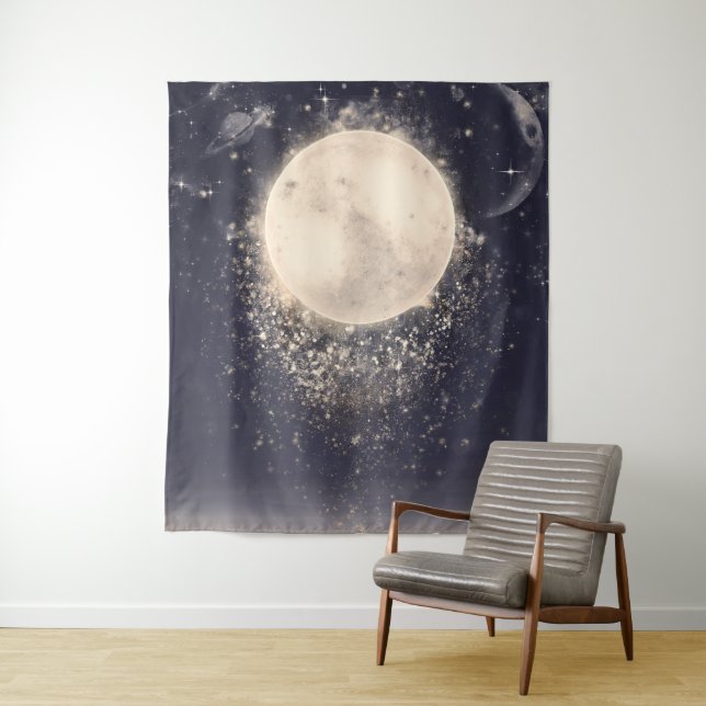 Tenture Magie de Lune de Rêve Étincelles Cosmiques (En situation)