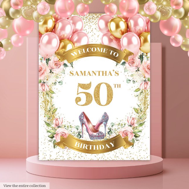 Tenture Magnifique 50e anniversaire Boho Floral Contexte d (Gorgeous 50th Birthday Boho Floral Event Backdrop)