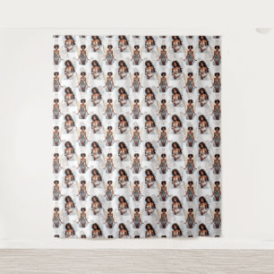 Tenture Magnifique motif de design d'anges de fille noire