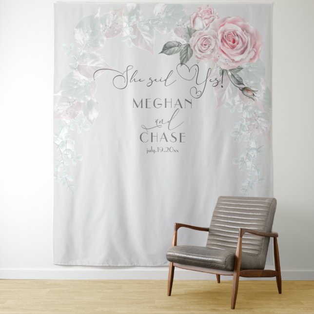 Tenture Magnifiques Roses Roses Peintes en Rose Prop Baref (En situation)