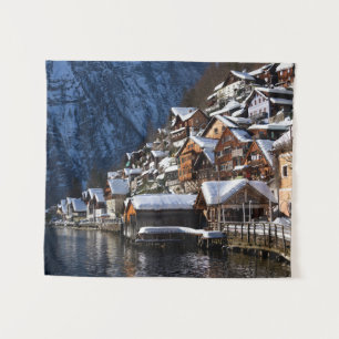 Tenture Maison en bois au bord du lac à Hallstatt, Autrich