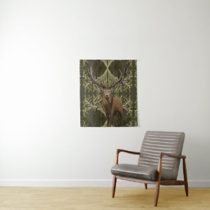 Tenture Majestic Stag Abstraite Green Forest