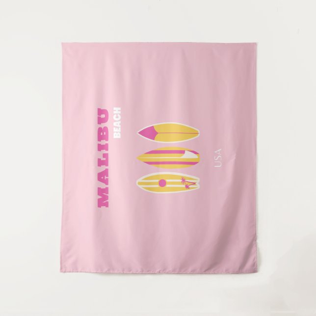 Tenture Malibu, Plage de Malibu, Preppy, Rose (Devant)