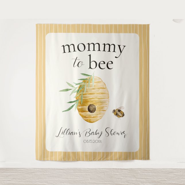 Tenture Maman à Bientôt un Bébé Ruche Fête de Naissance Pa (Devant)