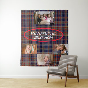 Tenture Maman est la meilleure police Tartan Plaid Freesty