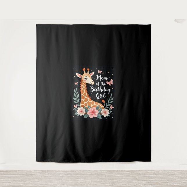 Tenture Maman girafe de la fille fêtant son anniversaire,  (Devant)