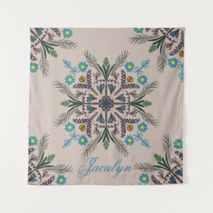 Tenture Mandala de botanique tropicale boho moderne Nom