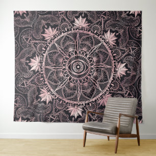 Tenture Mandala de l'oeil rose noir