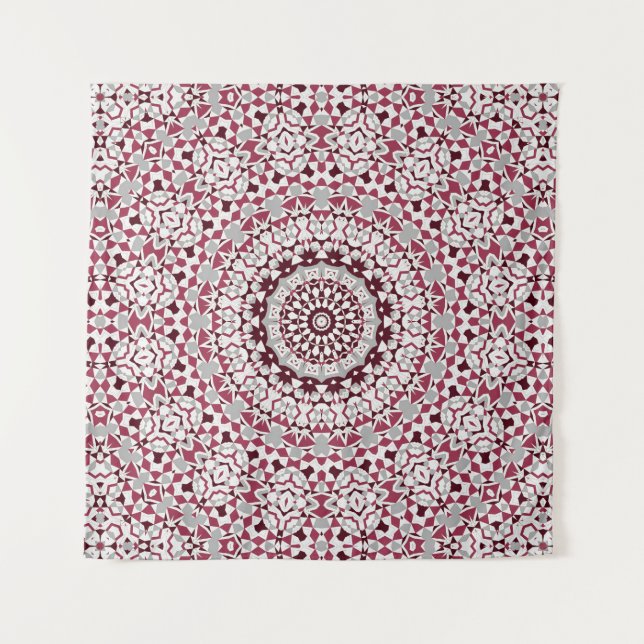 Tenture Mandala est bordeaux-gris (Devant)