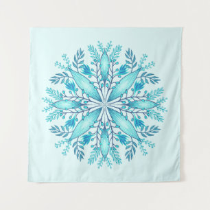 Tenture Mandala floral - Fléau de neige bleu turquoise Boh