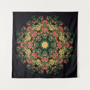 Tenture Mandala floral : rouge, vintage jaune.