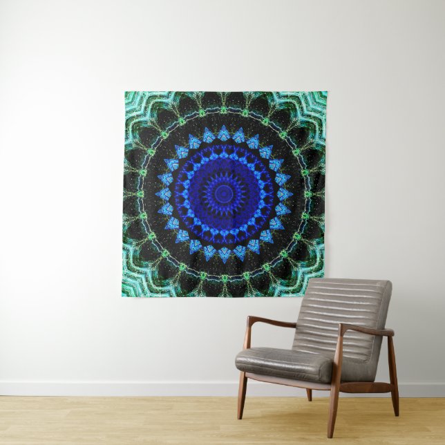 Tenture Mandala Nain Bleu (En situation)