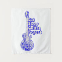 Manger dormir guitare répéter. Guitare bleue vinta