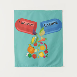 Tenture Mangez vos verts Veggie Pill Nutrition Alimentatio