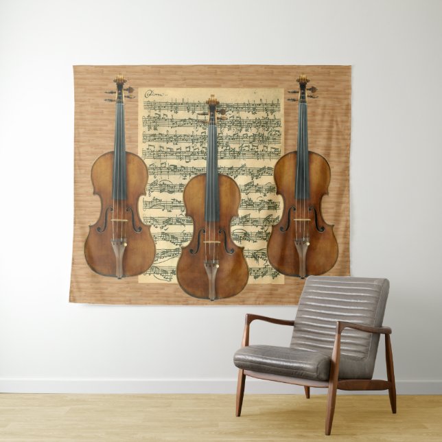 Tenture Manuscrit de Bach Chaconne de trio de violon de (En situation (horizontale))
