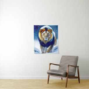 Tenture Marche du lion en neige hivernale