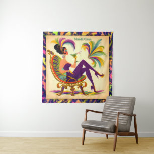 Tenture Mardi Gras Femme Au Milieu Du Siècle Avec Martini