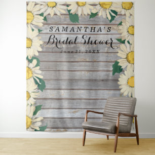 Tenture Marguerite rustique sur bois Photobooth Shower de