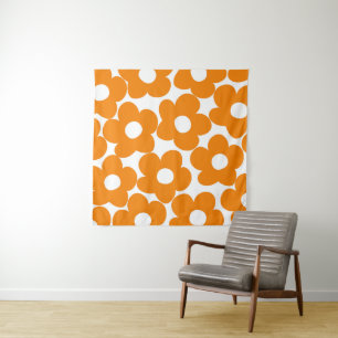 Tenture Marguerites Orange Rétro #1 #décoration #art