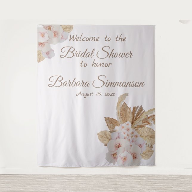 Tenture Mariage à l'herbe de Pampa séchée Bohème Aquarelle (Devant)