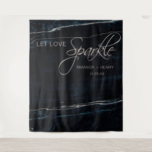 Tenture Mariage Artsy en marbre bleu marine et Rose