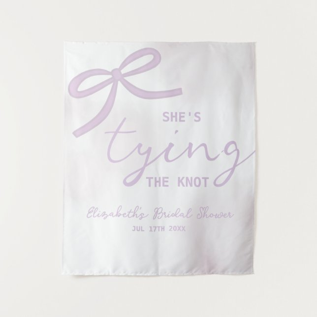 Tenture Mariage avec un Nœud Papillon Violet Aquarelle (Devant)