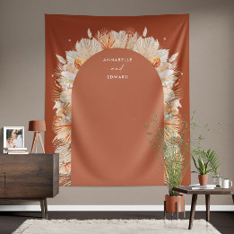 Tenture Mariage bohème chic avec herbe de la pampa en terr