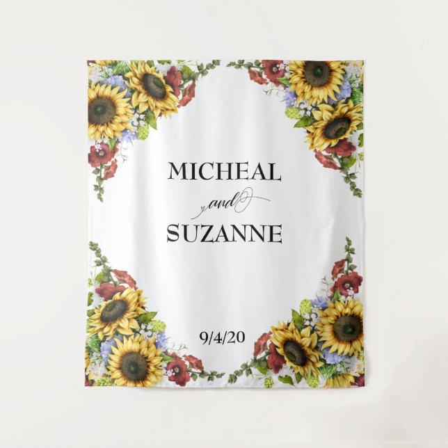 Tenture Mariage Contexte Tournesol Fleur Bourgogne (Devant)