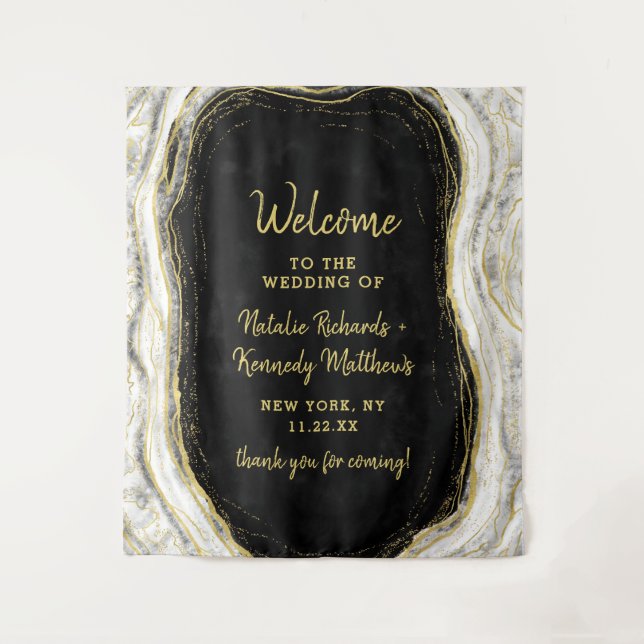 Tenture Mariage d'Agate Black White & Gold (Devant)