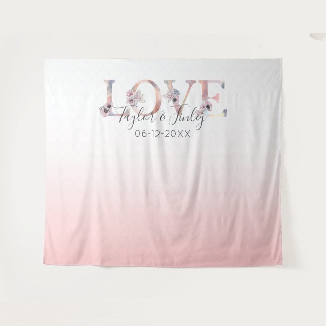 Tenture Mariage d'arrière-plan d'amour rose pâle (Devant (Horizontal))