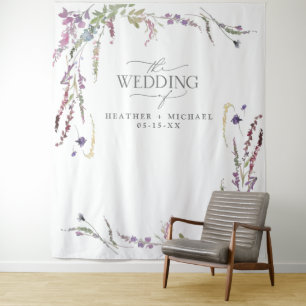 Tenture Mariage de calligraphie Fleur sauvage violet