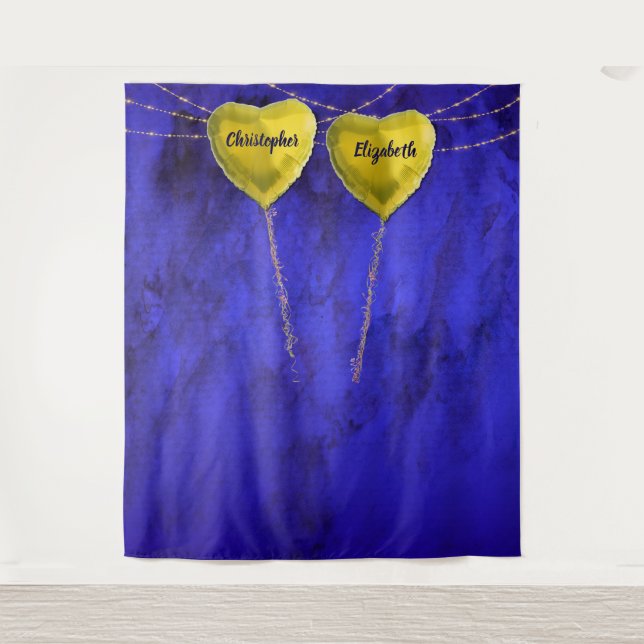 Tenture Mariage de coeur engagé chic fond de photo bleu (Devant)