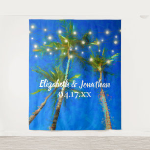 Tenture Mariage de Destination de Plage Palmiers Guirlande