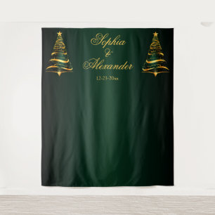 Tenture Mariage de fond élégant Gold Christmas Tree