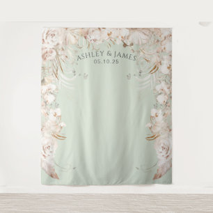 Tenture Mariage de jardin botanique beige à fleurs dans le