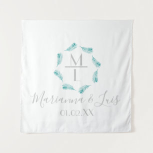 Tenture Mariage de logo circulaire Feuille de palme tropic