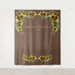 Tenture Mariage de tournesols rustiques Bois photo Bois