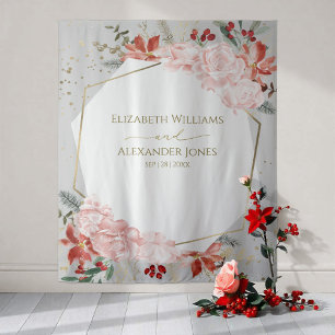 Tenture Mariage d'hiver Contexte Aquarelle dorée Floral