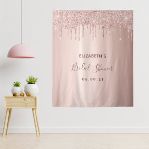 Tenture Mariage en rose gold paillettes gouttes glamour