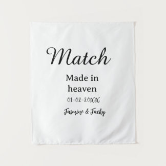 Tenture Mariage fait au ciel nom date simple calligraphie